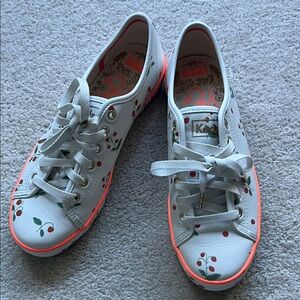 Keds x Rifle Paper Co White Leather Sneakers with Cherry Design size 9 worn once
